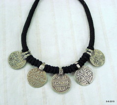 vintage antique old silver necklace mughal coin pendant tribal jewellery - £224.98 GBP
