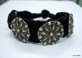 vintage antique ethnic tribal old silver beads bracelet bangle cuff jewelry - £117.64 GBP