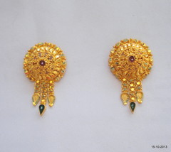 20k gold earrings ear stud handmade jewelry traditional design ERT EHS - £466.47 GBP