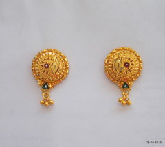 20k gold earrings ear stud handmade jewelry traditional design ERT EHS - $613.80