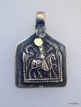vintage antique tribal old silver amulet pendant hindu god gypsy hippie - $98.01