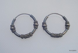 vintage antique ethnic tribal old silver hoop earrings belly dance jewelry - £53.81 GBP