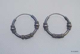 vintage antique ethnic tribal old silver hoop earrings belly dance jewelry - $67.32