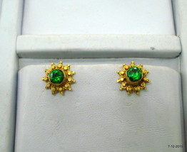 18k vintage antique ethnic tribal old gold earrings ear stud gypsy hippie - $246.51