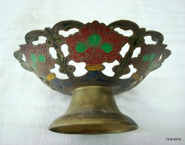 vintage antique decorative enamel work brass vase pot rajasthan india - £154.97 GBP