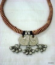 vintage antique old silver amulet pendant necklace god krishna cow hindu - £109.97 GBP