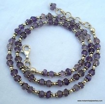 sterling silver &amp; amethyst stone beads chain necklace - £85.55 GBP