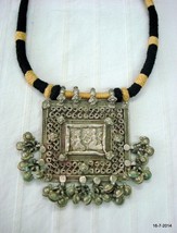 vintage antique tribal old silver amulet pendant necklace hindu god - $375.21