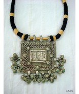 vintage antique tribal old silver amulet pendant necklace hindu god - £299.04 GBP