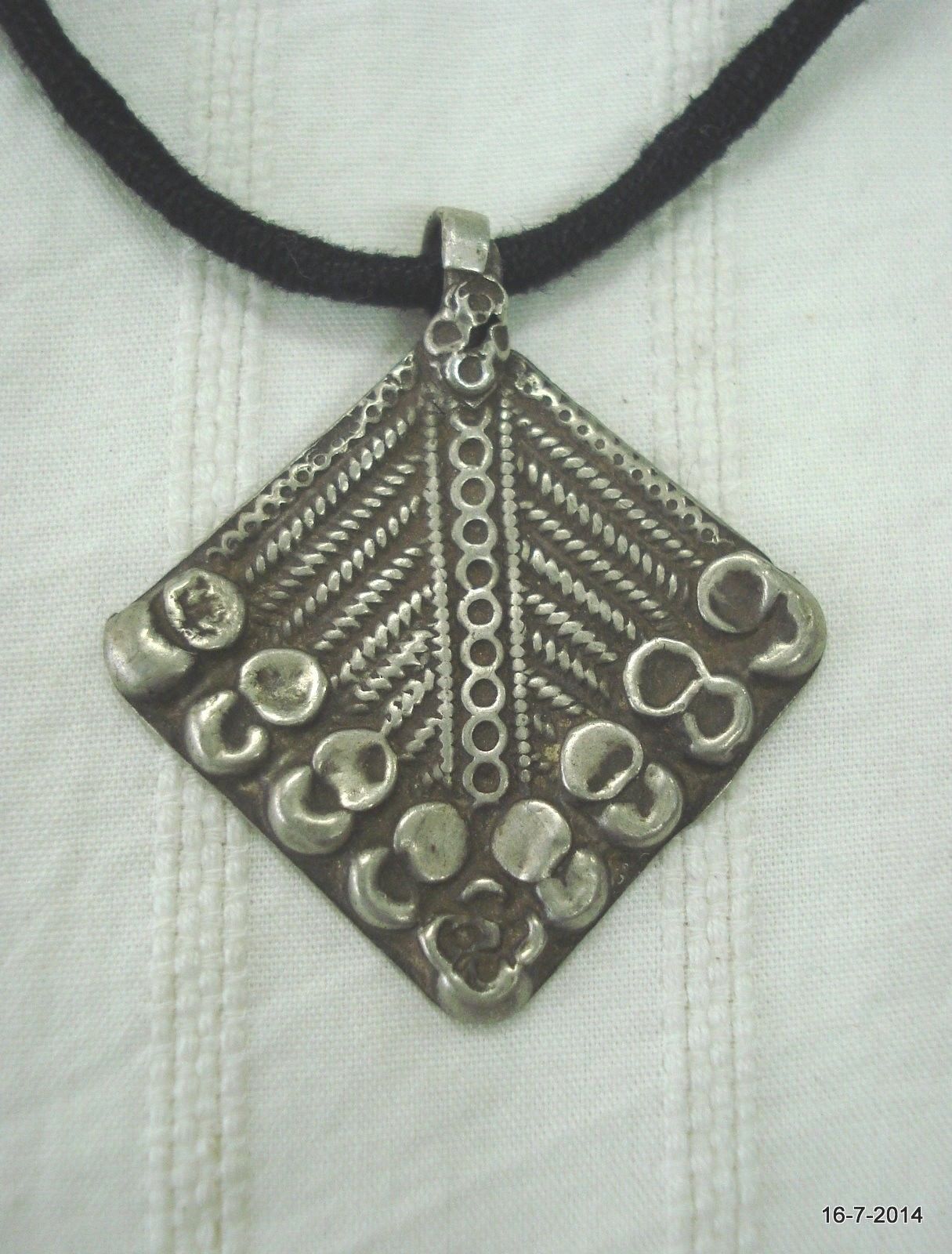 vintage antique tribal old silver necklace amulet pendant gypsy hippie - £53.38 GBP