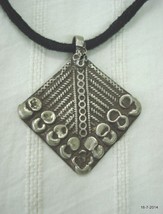 vintage antique tribal old silver necklace amulet pendant gypsy hippie - $67.32