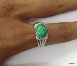 vntage antique tribal old silver ring malachite gemstone rajasthan handmade - £61.18 GBP