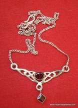 sterling silver garnet gemstone pendant necklace rajasthan india - £78.34 GBP