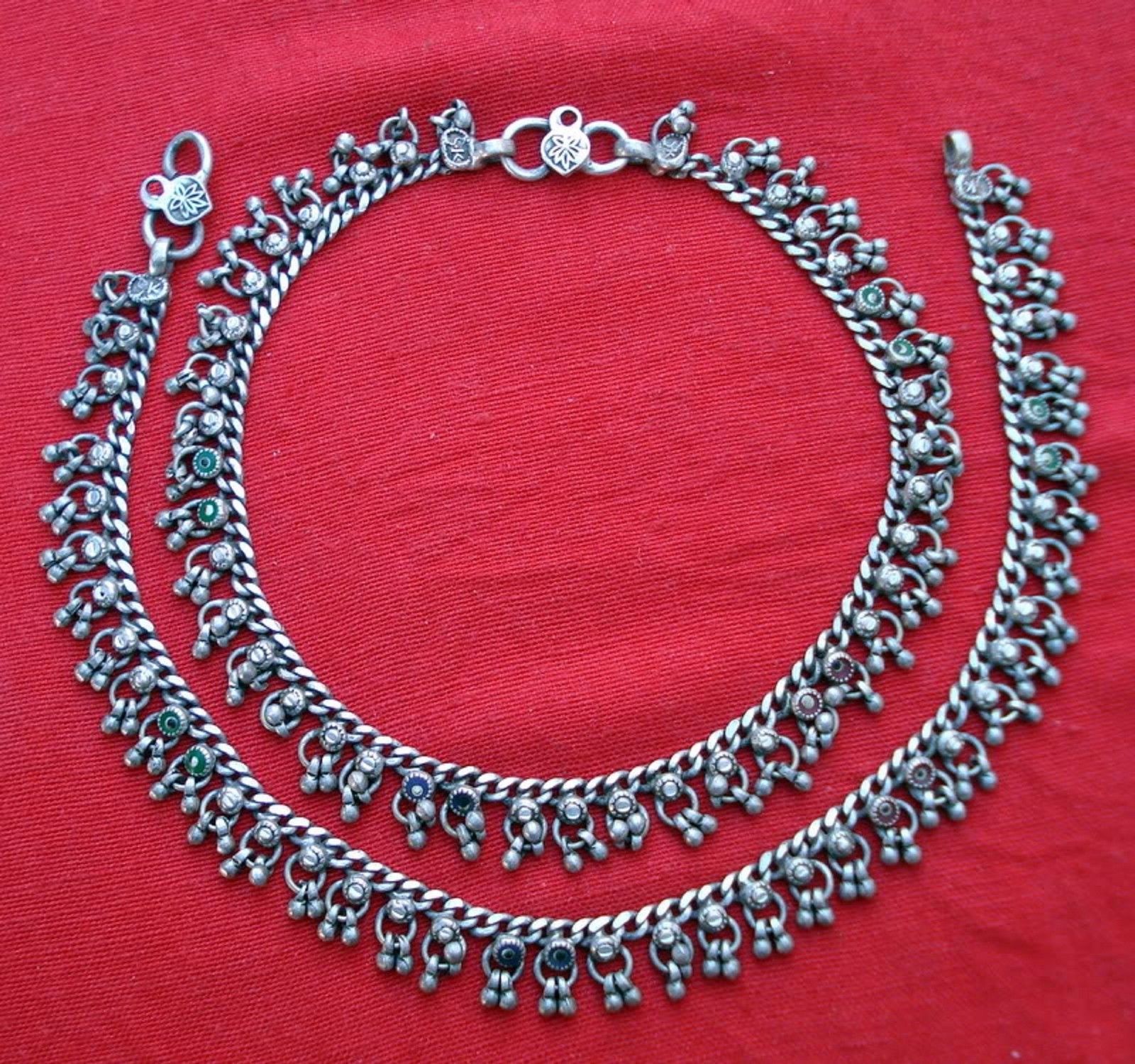 ETHNIC TRIBAL OLD SILVER ANKLET ANKLE CHAIN RAJASTHAN - $166.32