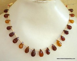 60 ct onyx gemstone bead drops necklace strand - £63.50 GBP