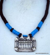 Tribal Old Silver Amulet Pendant Necklace Rajasthan - £69.21 GBP