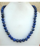 NATURAL LAPIS LAZULI GEMSTONE BEADS NECKLACE VINTAGE - £94.84 GBP