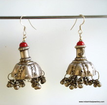 vintage antique ethnic tribal old silver earrings bellydance jewelry gypsy hippi - £116.11 GBP