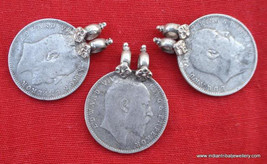 Antique Tribal One Ruppe India Coin Pendant Lot Edward - £130.78 GBP