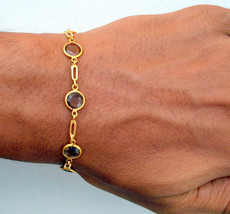 20K Yellow Gold Smoky Topaz Gem Stone Bracelet India - £762.40 GBP