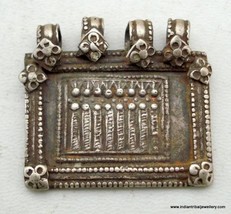 antique tribal old silver amulet pendant rajasthan indi - £62.17 GBP