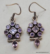 traditional design sterling silver earrings amethyst gemstone - £69.80 GBP