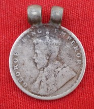 ANTIQUE OLD SILVER GEORGE 5 KING EMPEROR COIN PENDANT - £53.51 GBP