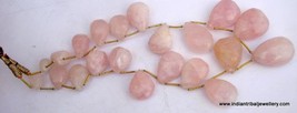 Vintage 510 Ct Faceted Rose Quartz Stone Drops Necklace - $133.65