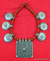 ANTIQUE TRIBAL OLD SILVER DISK PENDANT NECKLACE GYPSY - £614.57 GBP