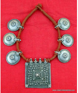 ANTIQUE TRIBAL OLD SILVER DISK PENDANT NECKLACE GYPSY - $786.06