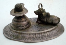 ANCIENT ANTIQUE OLD SILVER SHIVA LINGAM &amp; NANDI BULL - £114.81 GBP