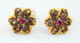 18K Antique Collectible Tribal Old Gold Earrings Gypsy - £179.13 GBP