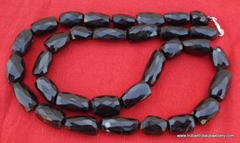 1100 ct black russian gemstone tumbled beads necklace - $147.51