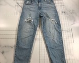 Levi&#39;s SilverTab Jeans Womens 29 Blue Faded Mom jeans Tattered Torn Dist... - $54.37