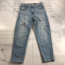 Levi&#39;s SilverTab Jeans Womens 29 Blue Faded Mom jeans Tattered Torn Dist... - £43.00 GBP