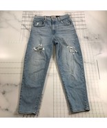 Levi&#39;s SilverTab Jeans Womens 29 Blue Faded Mom jeans Tattered Torn Dist... - £42.50 GBP