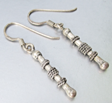 Sterling Silver Vintage Magic Wand Dangle Pierced Earrings - $12.82