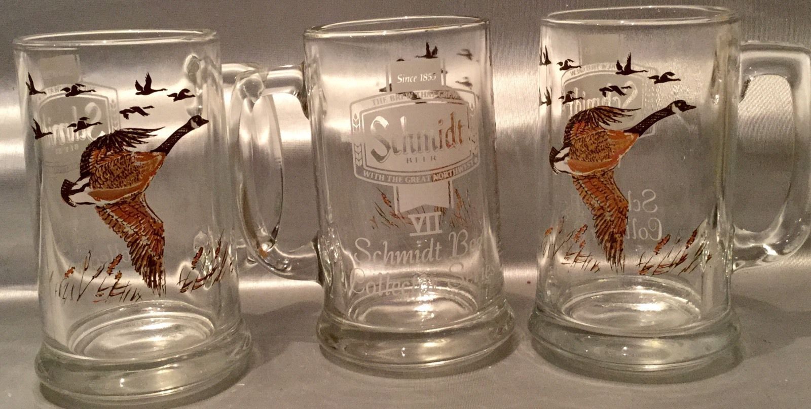 Primary image for SCHMIDT BEER Collector Series VII - CANADIENS GEESE  Glass Mugs - Lot Of 3