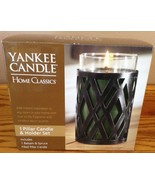Yankee Candle BALSAM &amp; SPRUCE Pillar Candle And Holder Gift Set - Hostes... - £17.38 GBP