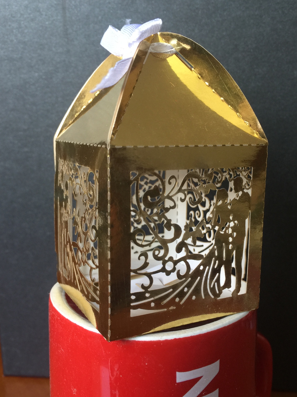 100pcs Metallic Gold Wedding favor box,Packaging Box,Laser Cut Wedding Gift Box - $34.00