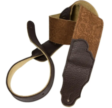 Franklin 2.5&quot; Embossed Suede Guitar Strap, Caramel/Chocolate - £39.31 GBP