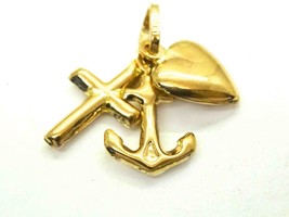 Faith Hope Love Cross Anchor Heart Charm Pendant 14k Gold - £119.10 GBP