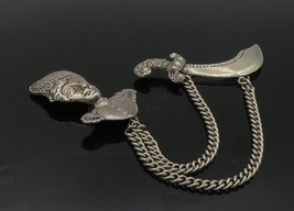 925 Sterling Silver - Vintage Antique Dagger Sword Curb Link Brooch Pin - BP3940 - £154.80 GBP
