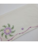 Vintage Embroidery Crochet Table Runner Lavender Pinwheel 38x17&quot; Handmade - $17.90