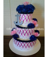 Hot Pink and Blue Ahoy Its A Girl Nautical Theme Baby Shower Anchor Diap... - $65.00