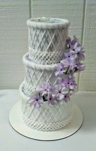 White and Lilac Purple Themed Baby Shower Decor Elegant 3 Tier Diaper Cake  - £47.10 GBP