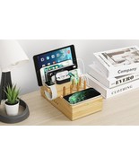 Bamboo Docking Station Organizer with Fast Wireless Charger and 7 USB Ports - £46.85 GBP