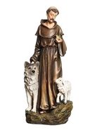 Saint Francis of Assisi  with wolf of Gubbio 9.75 &quot; Statue, New #RM-48 - €60,14 EUR