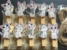 120pcs Cute Cat Wood Clip /Wooden Paper Clips/Small Craft Photo Pegs Stationery  - £14.33 GBP