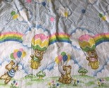 Vintage Toddletime Receiving Baby Blanket Bears Balloons Rainbows Flannel - £19.72 GBP